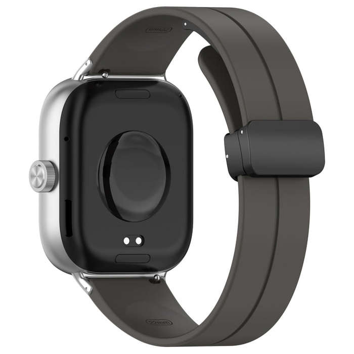 For Xiaomi Smart Band 9 Pro / 8 Pro Groove Folding Magnetic Buckle Silicone Watch Band(Dark Gray)