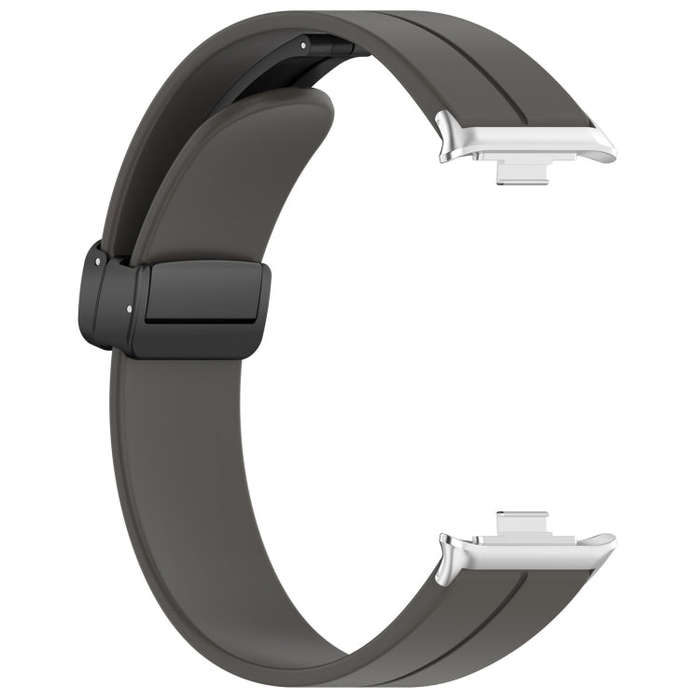 For Xiaomi Smart Band 9 Pro / 8 Pro Groove Folding Magnetic Buckle Silicone Watch Band(Dark Gray)