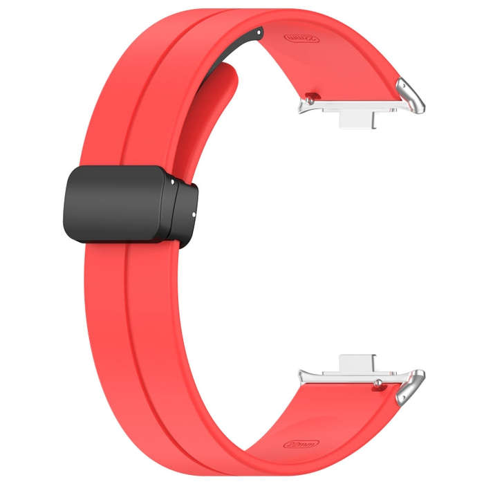 For Xiaomi Smart Band 9 Pro / 8 Pro Groove Folding Magnetic Buckle Silicone Watch Band(Red)
