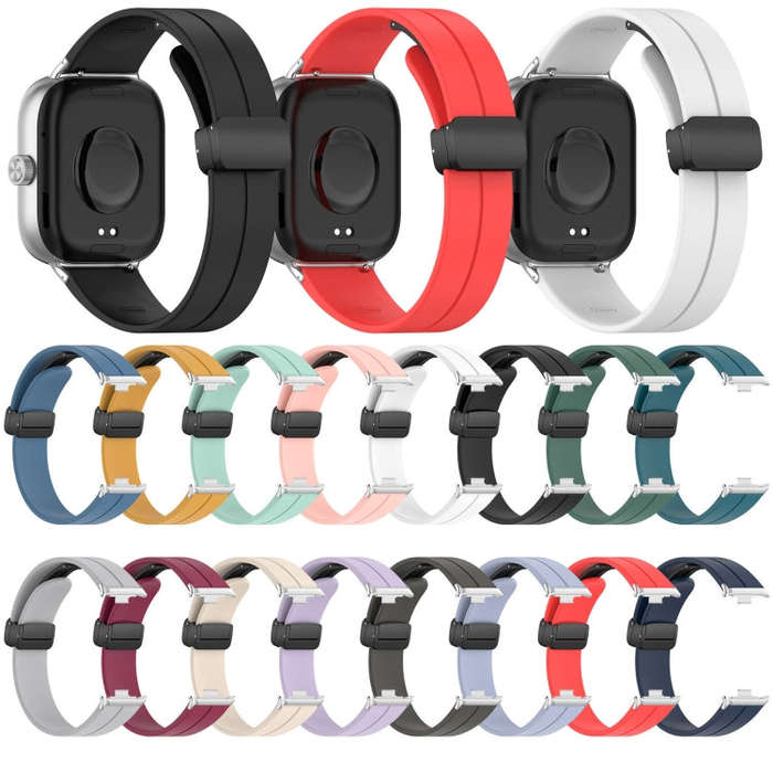 For Redmi Watch 4 / Watch 5 Groove Folding Magnetic Buckle Silicone Watch Band(Wine Red)