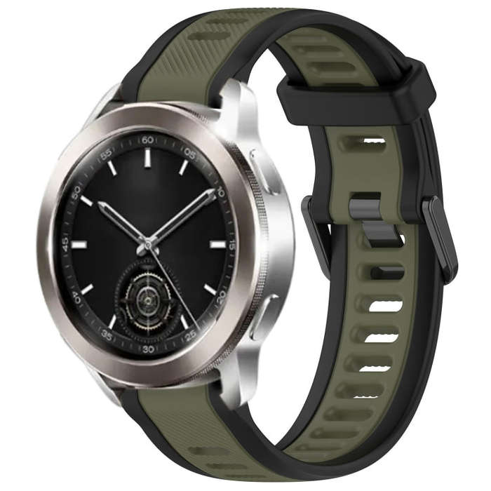 For Xiaomi Watch S3 22mm Two Color Textured Silicone Watch Band(Green+Black)
