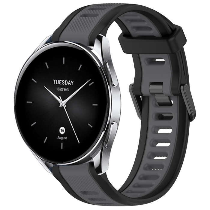 For Xiaomi Watch S2 22mm Two Color Textured Silicone Watch Band(Grey+Black)