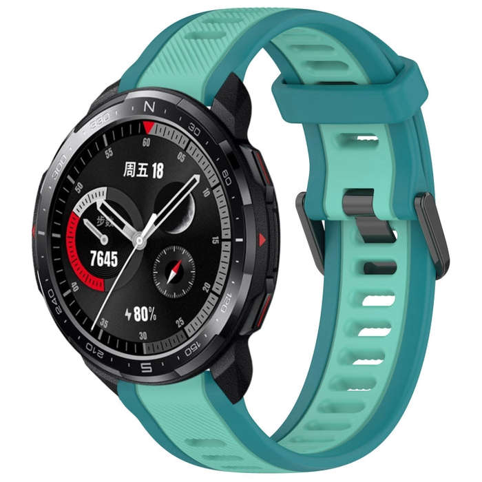 For Honor Watch GS Pro 22mm Two Color Textured Silicone Watch Band(Teal)