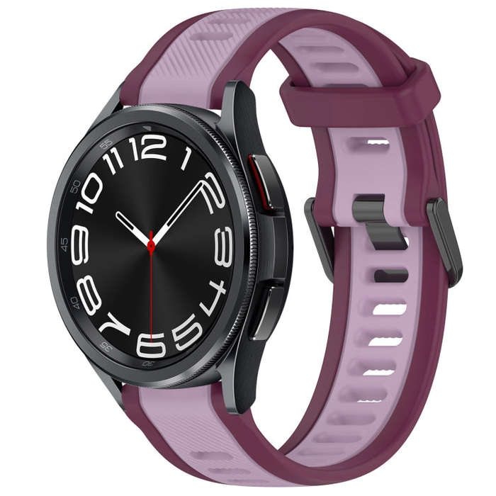 For Samsung Galaxy Watch 6 Classic 43mm 20mm Two Color Textured Silicone Watch Band(Purple)