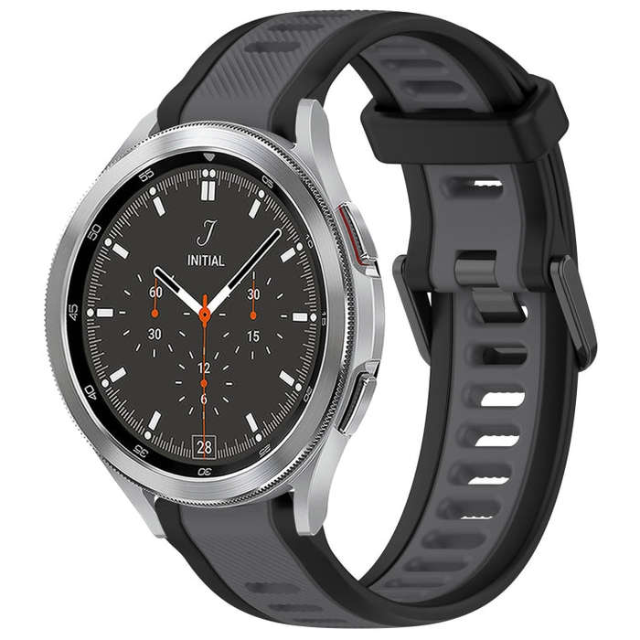 For Samsung  Galaxy Watch 4 Classic 46mm 20mm Two Color Textured Silicone Watch Band(Grey+Black)