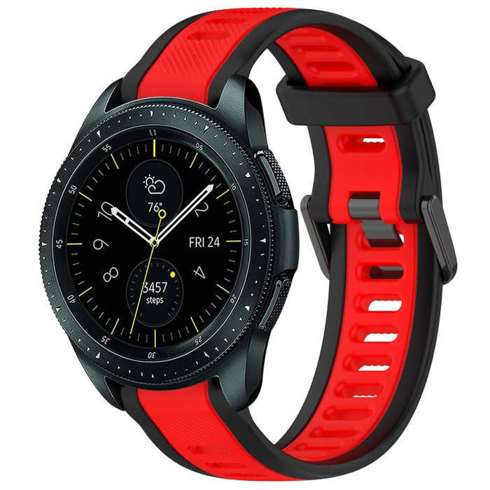 For Samsung Galaxy Watch 42mm 20mm Two Color Textured Silicone Watch Band(Red+Black)