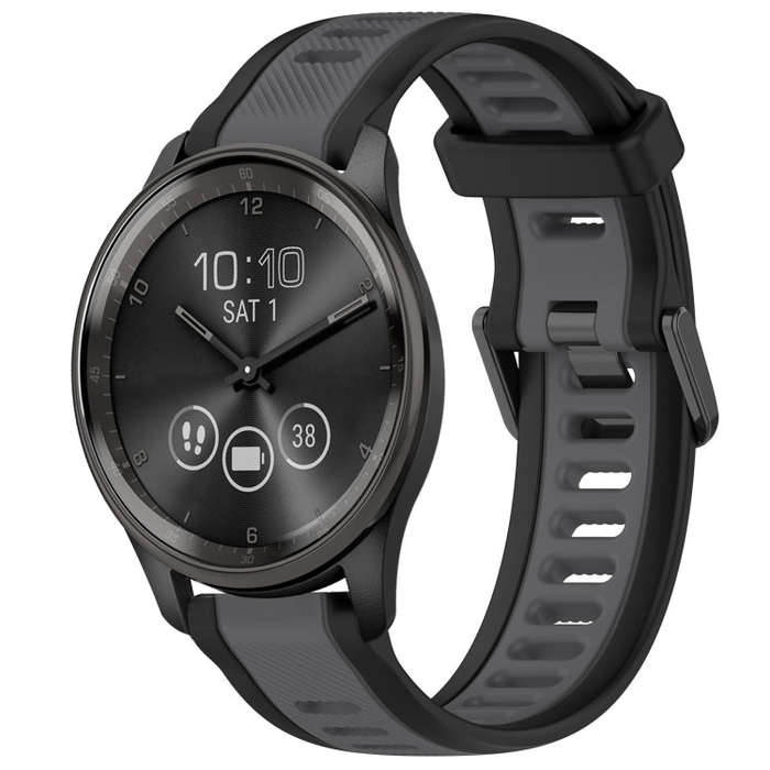 For Garmin VivoMove Trend 20mm Two Color Textured Silicone Watch Band(Grey+Black)