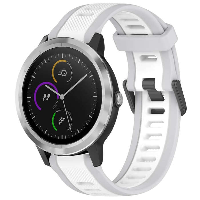 For Garmin Vivoactive 3 20mm Two Color Textured Silicone Watch Band(White+Grey)