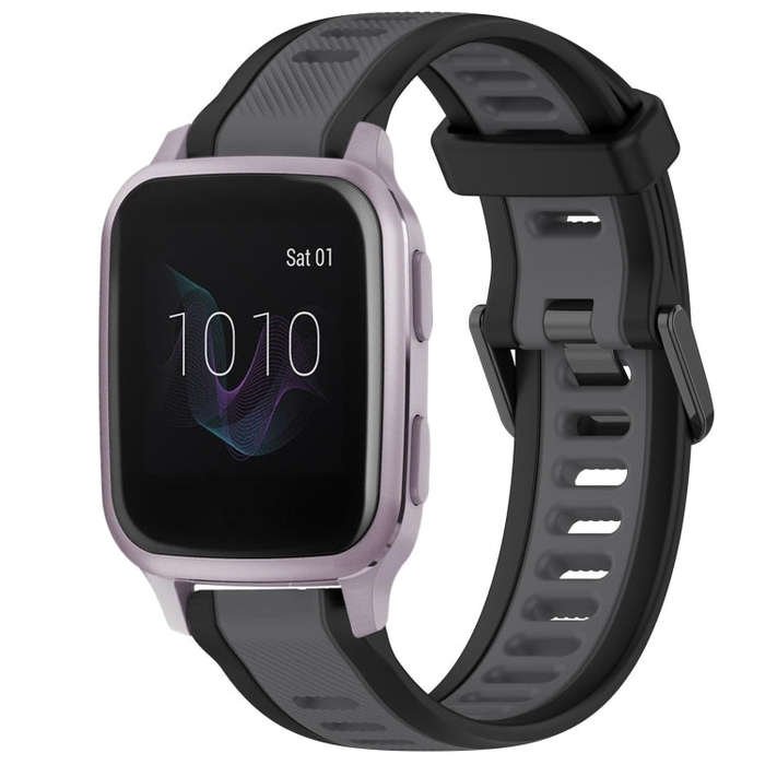 For Garmin Venu SQ 20mm Two Color Textured Silicone Watch Band(Grey+Black)