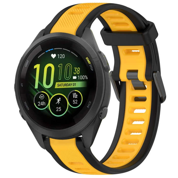 For Garmin Forerunner 265S 18mm Two Color Textured Silicone Watch Band(Yellow+Black)