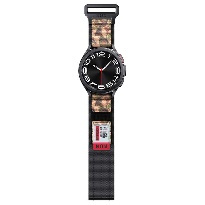 20mm Two Color Nylon Canvas Hook And Loop Fastener Watch Band(Black+Camouflage)