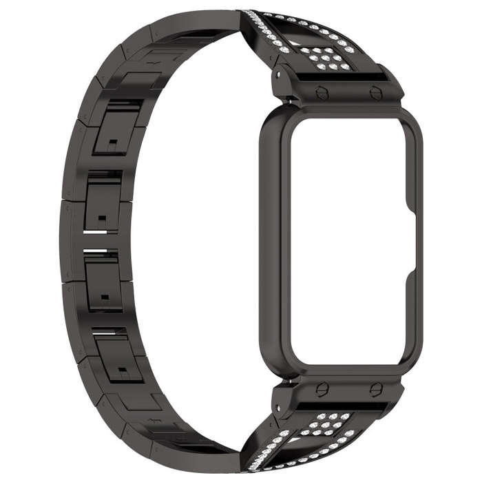 For Samsung Galaxy Fit 3 X Shaped Dual Row Diamond Metal Frame Watch Band(Black)