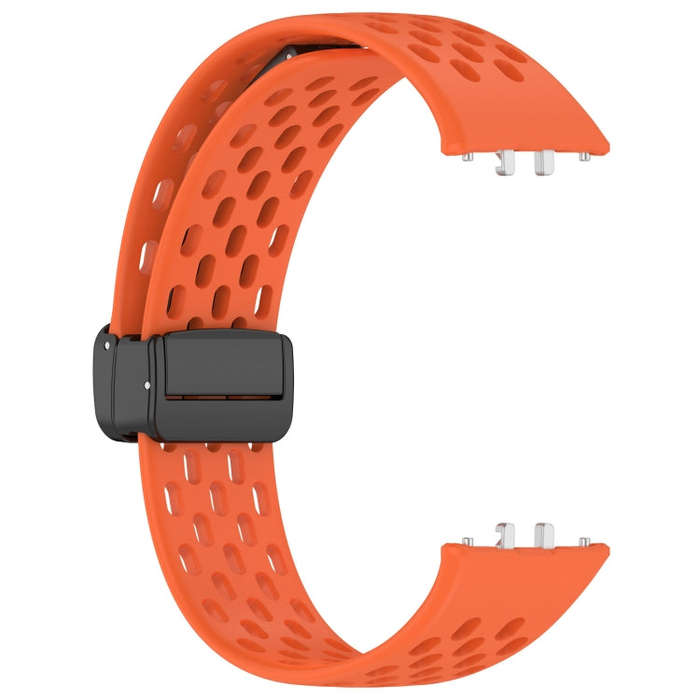 For Samsung Galaxy Fit 3 Hole Style Magnetic Folding Buckle Silicone Watch Band(Orange)
