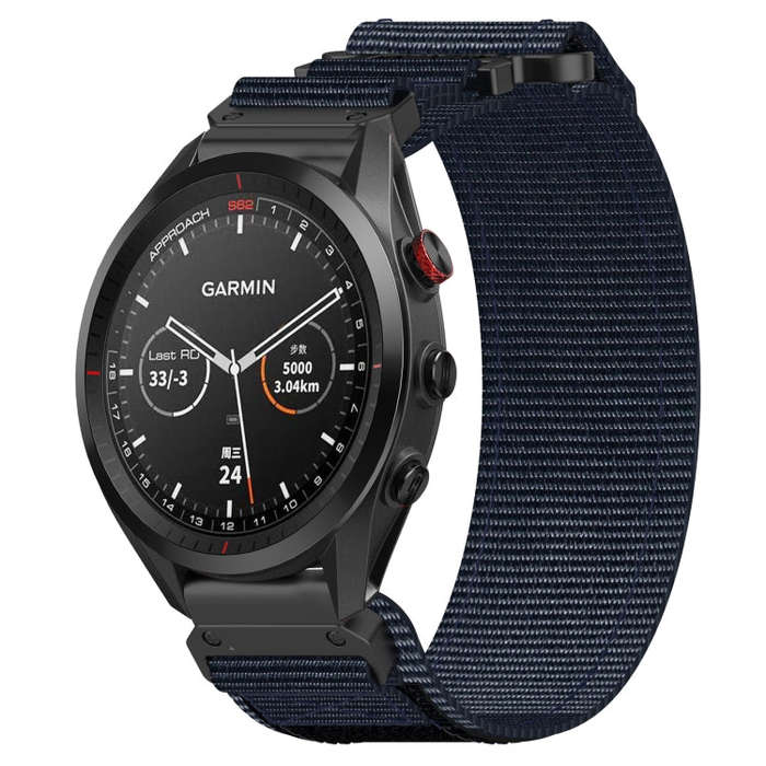 For Garmin Approach S62 22mm Nylon Hook And Loop Fastener Watch Band(Blue)