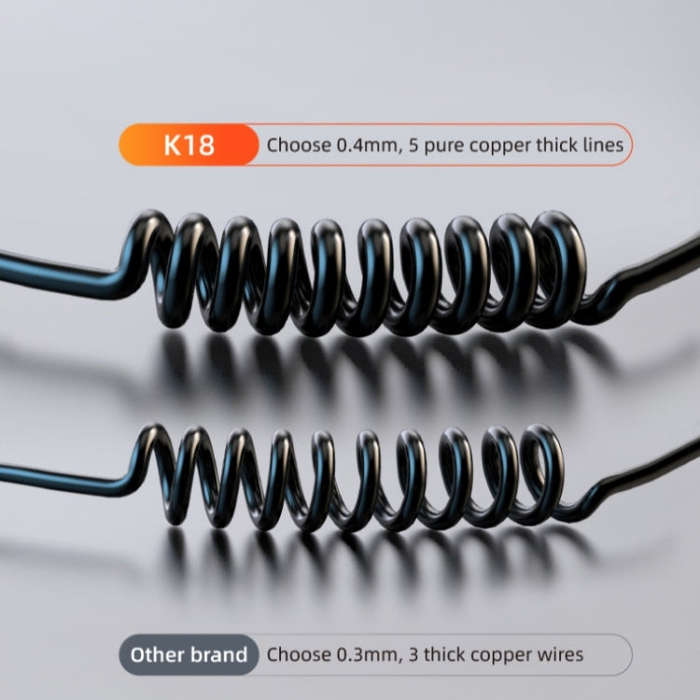 K18B 12-24V Car Charger USB+Type-C Dual Port Charging Adapter with PD 30W Type-C Spring Cable