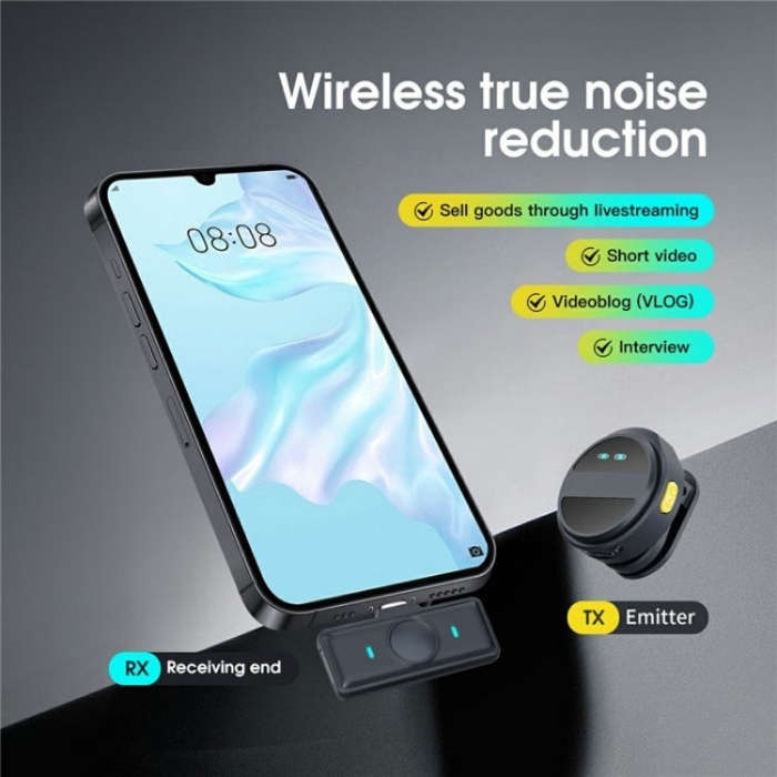 SX21 Type-C Port 2.4G Smart Clip-On Wireless Microphone
