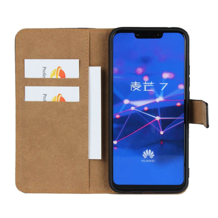 Leather Horizontal Flip Holster for Huawei Mate 20 Lite / Maimang 7 with Magnetic Clasp and Brack...