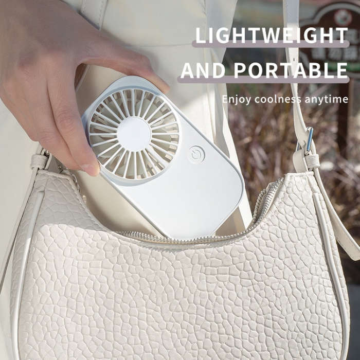 F11 Portable Rechargeable Hanging Neck Fan Cooling Handheld Fan 3 Speeds Desk Fan(Black)