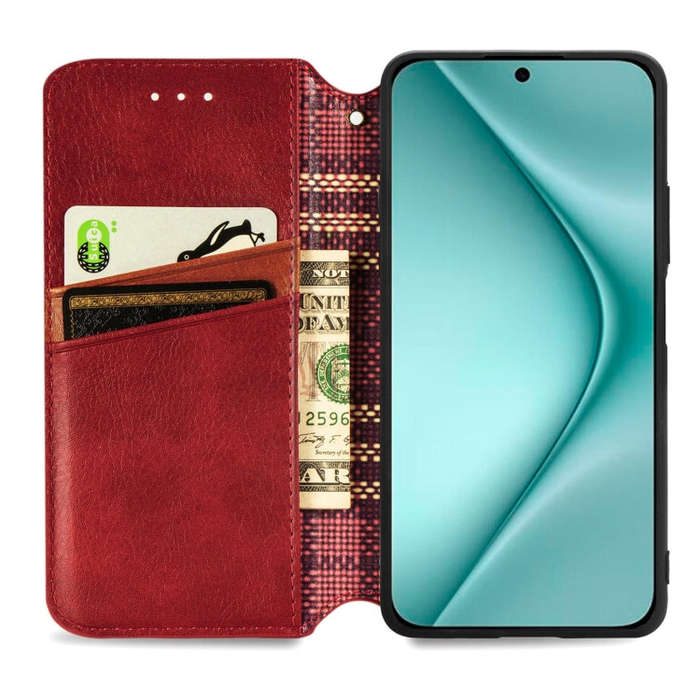 For Huawei Pura 70 Cubic Grid Pressed Magnetic Leather Phone Case(Red)