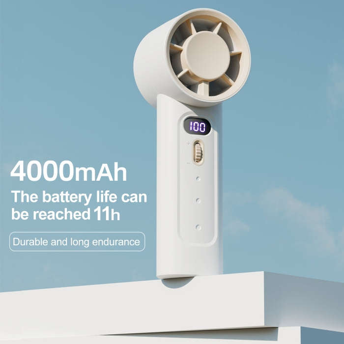 FC1 100 Wind Speed Levels Summer Cooler Desktop Fan Turbine Handheld Fan(White)