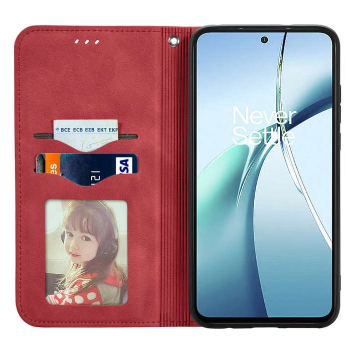 For OnePlus CE 4 Lite Retro Skin Feel Magnetic Flip Leather Phone Case(Red)