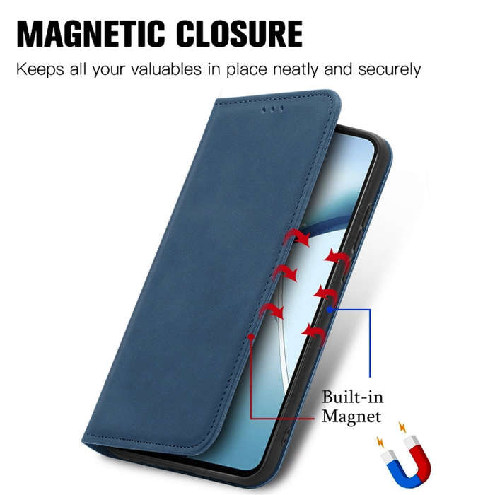 For OnePlus CE 4 Lite Retro Skin Feel Magnetic Flip Leather Phone Case(Blue)
