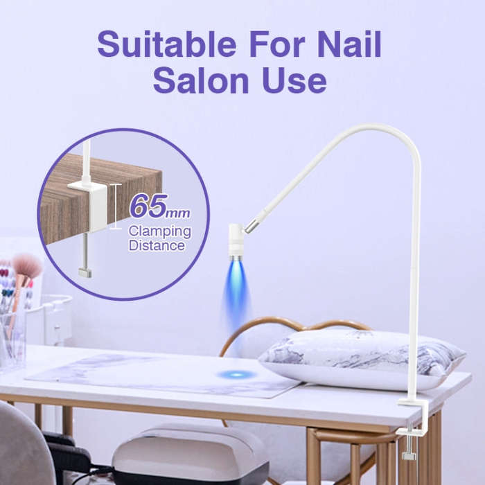 HD-AL20 Aluminum Alloy Beauty UV Lamp for Eyelash Extensions Nail Salon Foot Pedal Control(White)