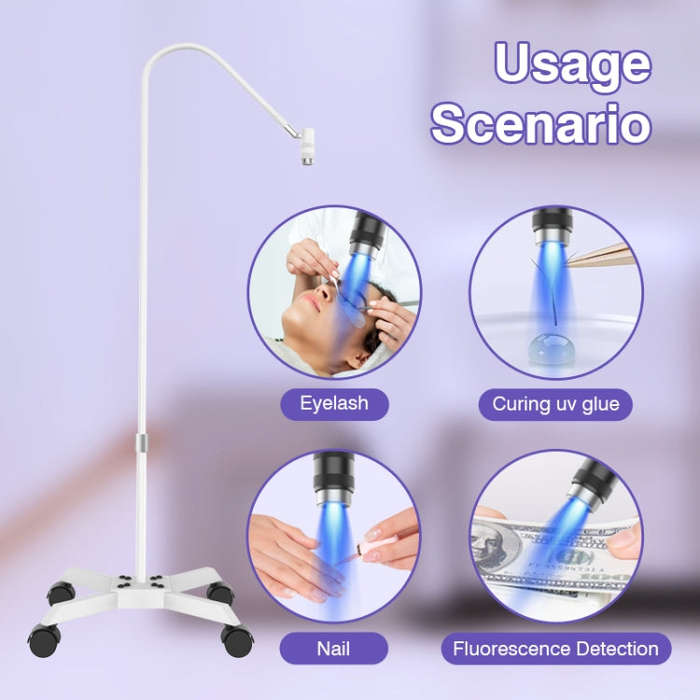 HD-AL20 Aluminum Alloy Beauty UV Lamp for Eyelash Extensions Nail Salon Foot Pedal Control(White)