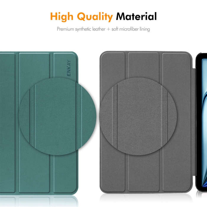 For Huawei MatePad SE 11 2024 ENKAY Tri-fold Custer Texture Platic Leather Tablet Case(Dark Blue)