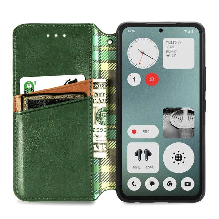 For Nothing CMF Phone 1 Cubic Grid Pressed Magnetic Leather Phone Case(Green)