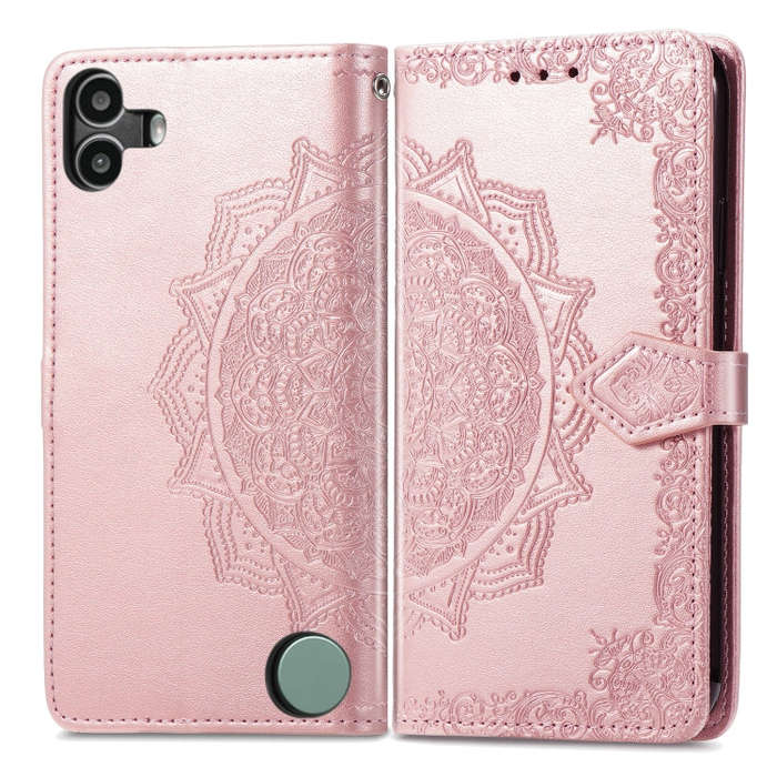 For Nothing CMF Phone 1 Mandala Flower Embossed Leather Phone Case(Rose Gold)