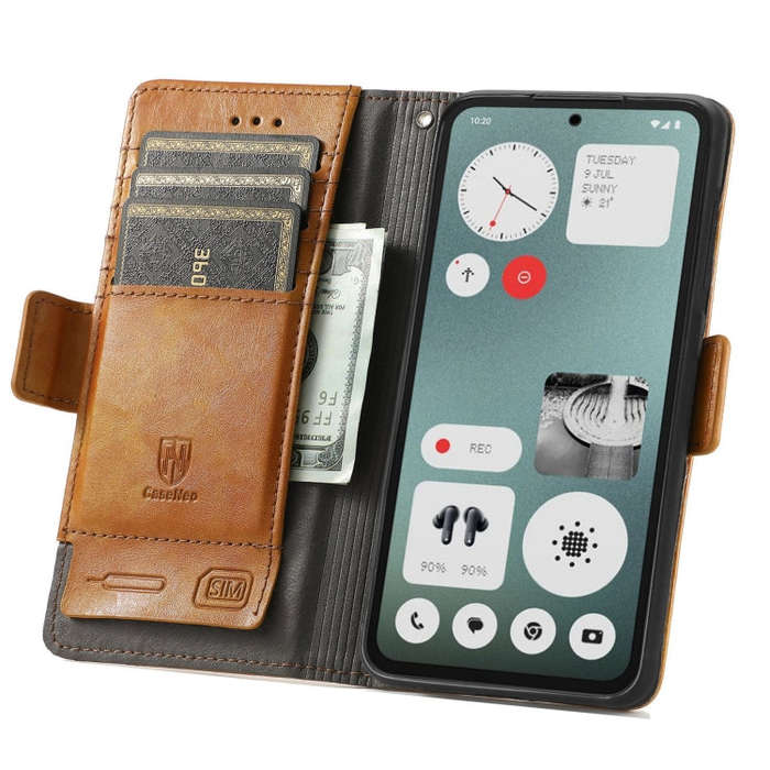 For Nothing CMF Phone 1 CaseNeo Splicing Dual Magnetic Buckle Leather Phone Case(Khaki)