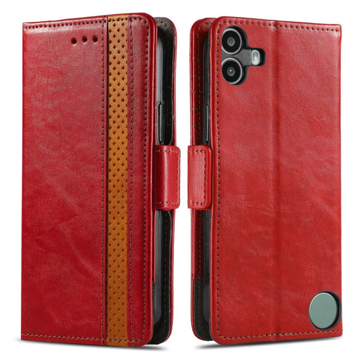 For Nothing CMF Phone 1 CaseNeo Splicing Dual Magnetic Buckle Leather Phone Case(Red)