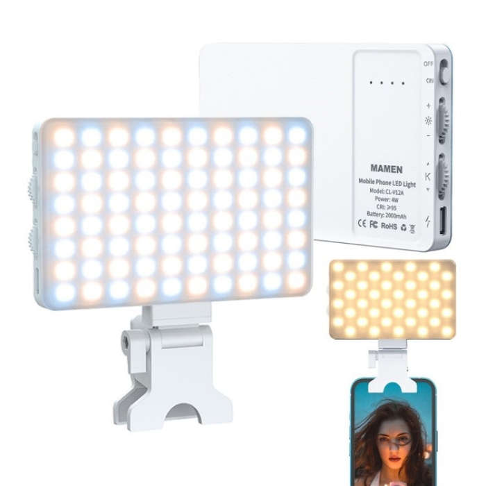 V12A Phone Laptop Video Conference Fill Lamp Portable Selfie Live Streaming LED Fill Light(Black)