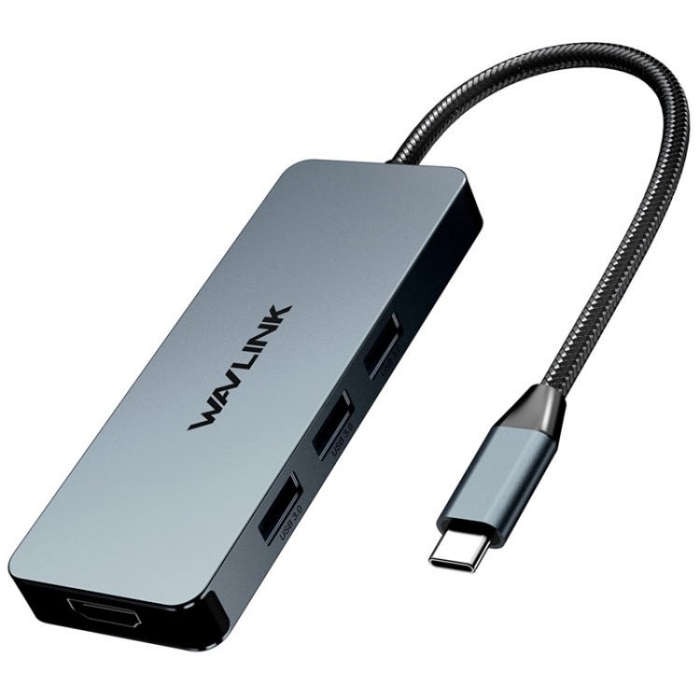 WAVLINK UHP3416 7-in-1 PD100W Charging SD / TF Card Reader 4K HD Type-C Docking Station(Grey)