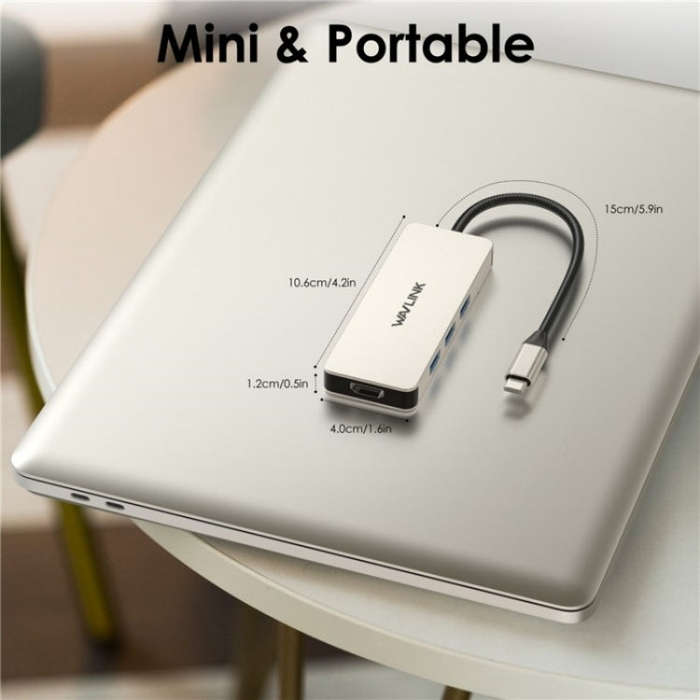 WAVLINK UHP3416 7-in-1 PD100W Charging SD / TF Card Reader 4K HD Type-C Docking Station(Grey)