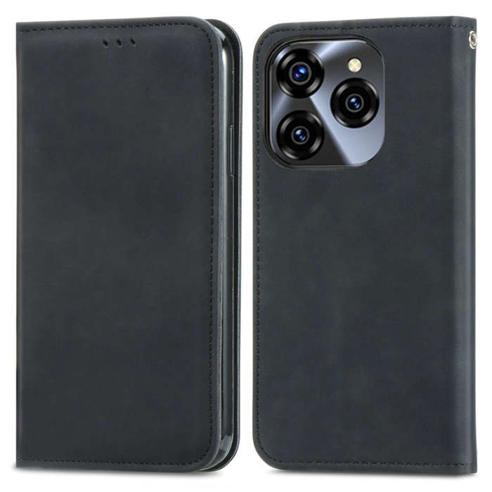 For Oukitel C50 Retro Skin Feel Magnetic Flip Leather Phone Case(Black)