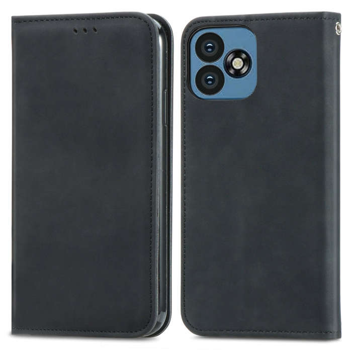 For Oukitel C53 Retro Skin Feel Magnetic Flip Leather Phone Case(Black)