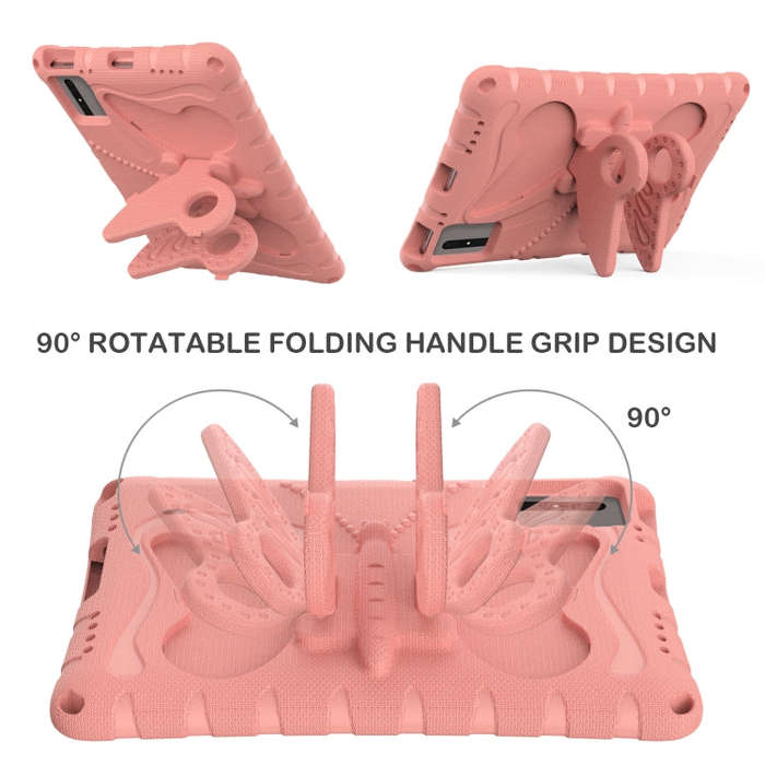 For Huawei MatePad SE 11 2024 Butterfly Bracket EVA Shockproof Tablet Case(Pink Orange)