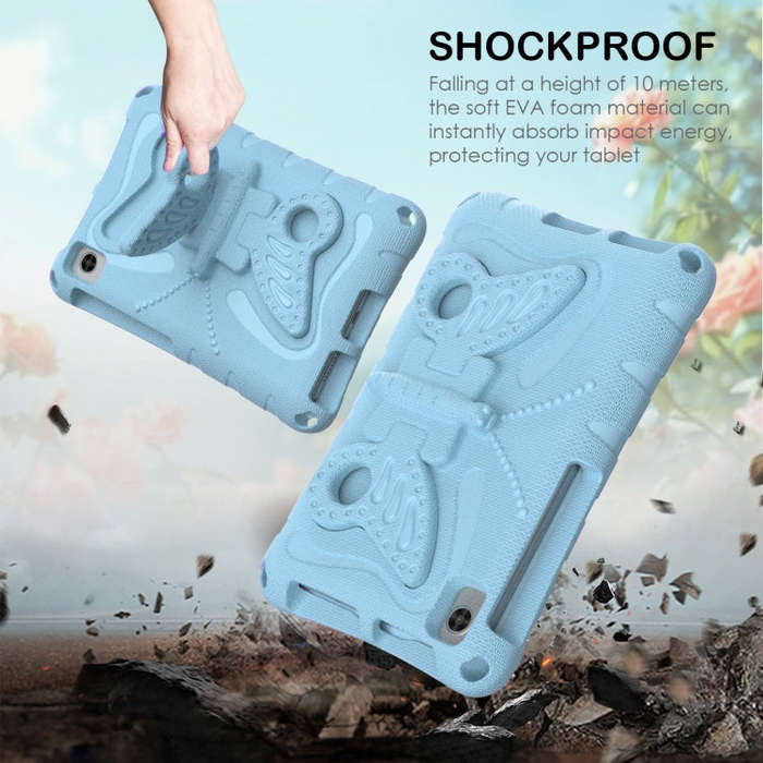 For Huawei MatePad T8 8.0 2020 Butterfly Bracket EVA Shockproof Tablet Case(Light Blue)