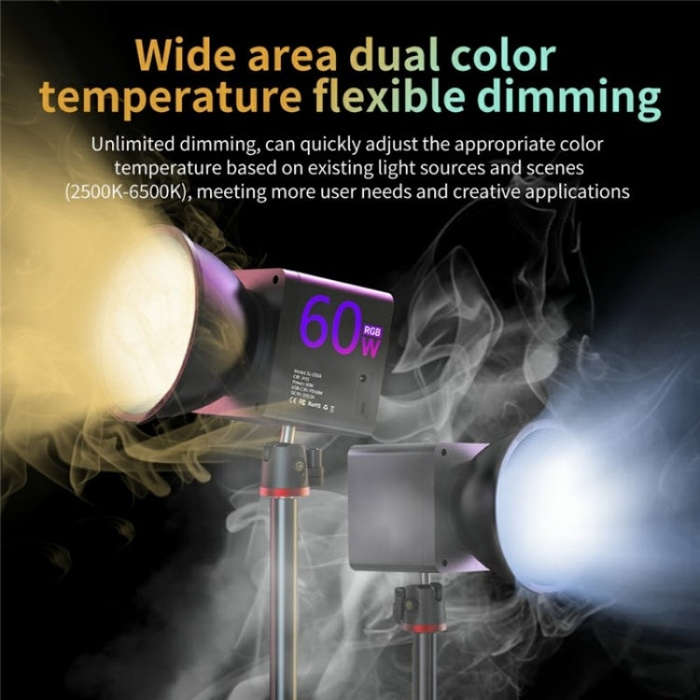 C60R 60W RGB Stage Lamp Professional Video Photography COB Fill Light, Plug:UK Plug