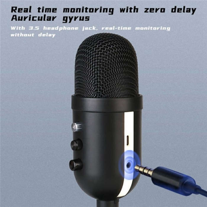 MU2000 Professional Desktop Cardioid Condenser Microphone With RGB Light