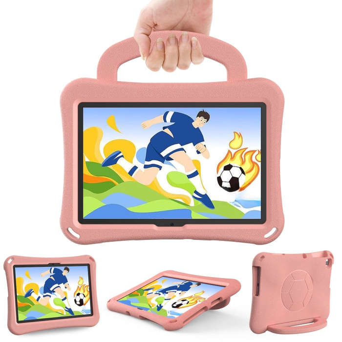 For Huawei MatePad SE 10.1 2022 Handle Football Shaped EVA Shockproof Tablet Case(Light Pink)