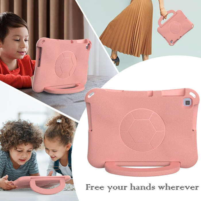 For Huawei MatePad SE 10.1 2022 Handle Football Shaped EVA Shockproof Tablet Case(Light Pink)