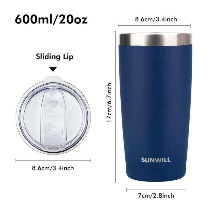 JUNSUNMAY 600ml 304 Stainless Steel Vacuum Insulated Coffee Travel Mug Double Wall Thermal Cup(Or...