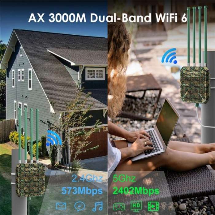 WAVLINK WN573HX3 WiFi 6 Extender Outdoor AX3000 Dual Band  Courtyard RV Wireless Router, Plug:EU ...
