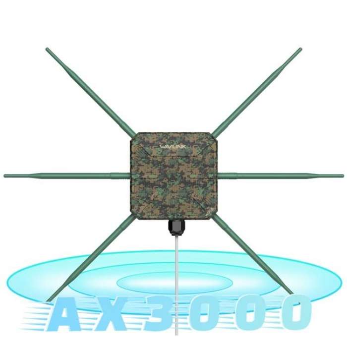 WAVLINK WN588HX3 AX3000 Outdoor WiFi Extender with 6 Antennas Dual Band WiFi Repeater, Plug:UK Plug