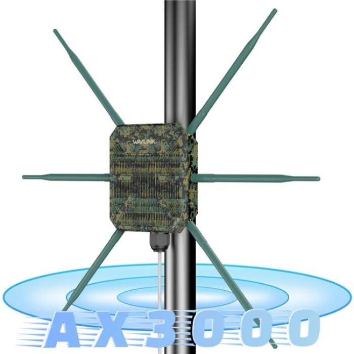 WAVLINK WN588HX3 AX3000 Outdoor WiFi Extender with 6 Antennas Dual Band WiFi Repeater, Plug:UK Plug