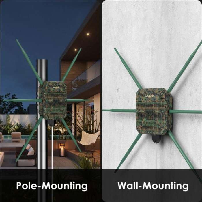WAVLINK WN588HX3 AX3000 Outdoor WiFi Extender with 6 Antennas Dual Band WiFi Repeater, Plug:UK Plug