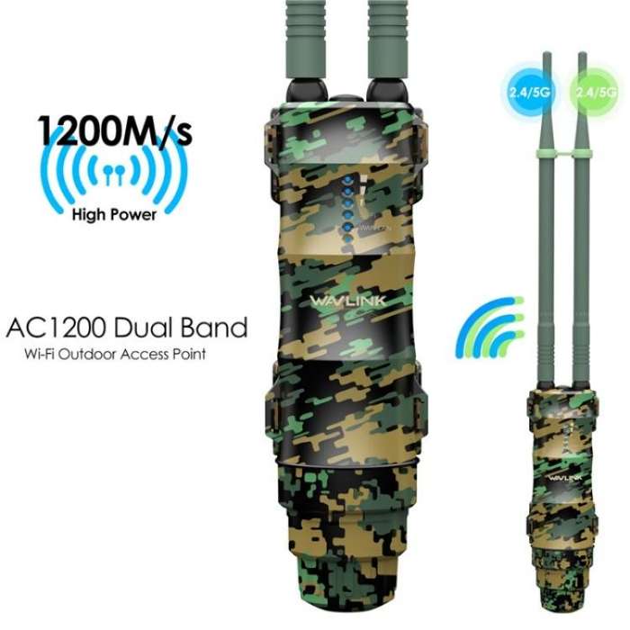 WAVLINK WN570HA2 IP67 Waterproof Outdoor WiFi Extender AC1200 Dual Band Wireless Router, Plug:AU ...